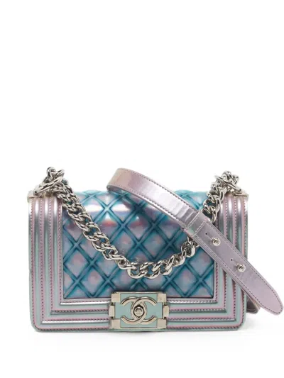 Pre-owned Chanel 2018 Boy Quilted Cross Body Bag In Blue