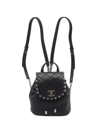 Pre-owned Chanel 2018 Bubble Quilted Backpack In Black