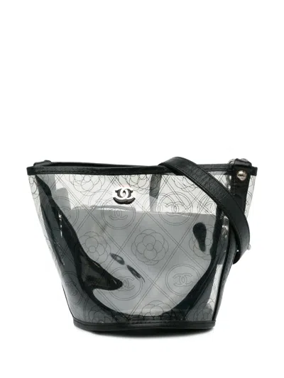 Pre-owned Chanel 2018 Camellia Bucket Bag In Neutrals