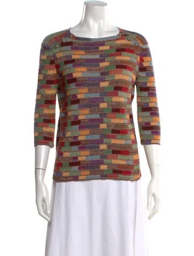 Pre-owned Chanel 2018 Cashmere Sweater In Burgundy/green/red