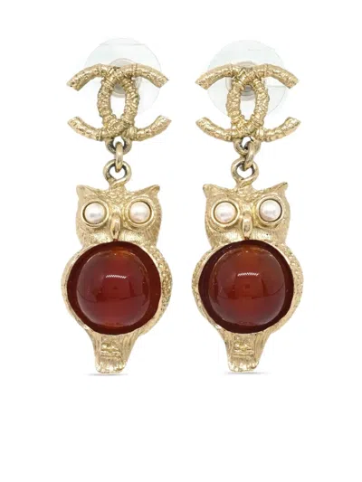 Pre-owned Chanel 2018 Cc Dangle Earrings In Gold