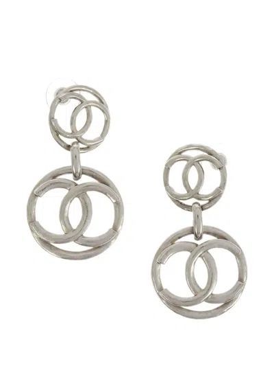 Pre-owned Chanel 2018 Cc Detail Earrings In Silver