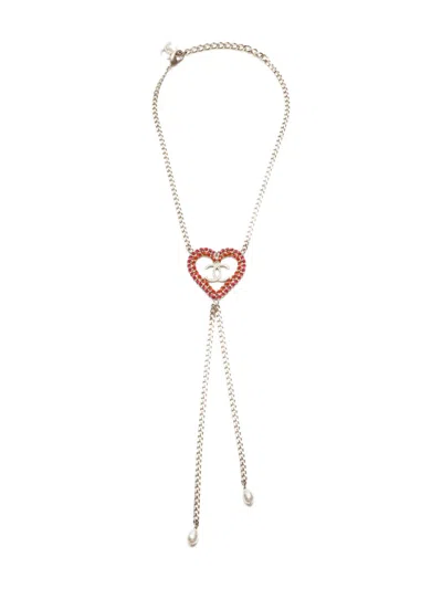 Pre-owned Chanel 2018 Cc Heart Necklace In Yellow
