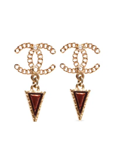 Pre-owned Chanel 2018 Cc Mark Earrings In Gold