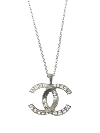Pre-owned Chanel 2018  Cc Mark Lobster Clasp Fastening Necklace In Silver