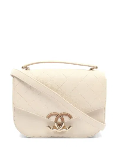 Pre-owned Chanel 2018 Coco Mark Quilted Top-handle Tote Bag In Neutral