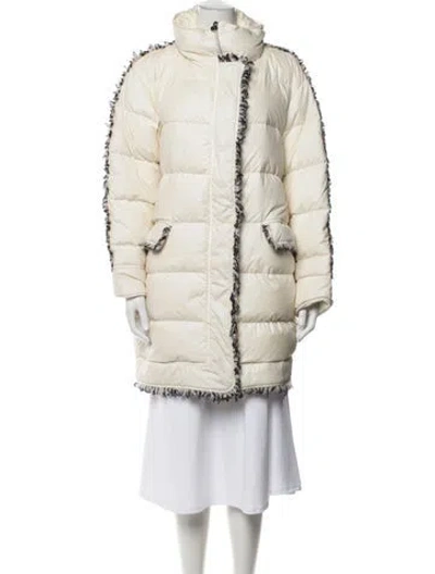 Pre-owned Chanel 2018 Coco Neige Down Coat In White