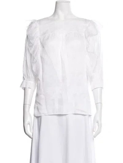 Pre-owned Chanel 2018 Crew Neck Blouse In White