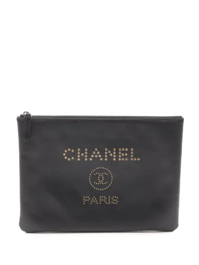 Pre-owned Chanel 2018 Deauville Clutch Bag In 黑色