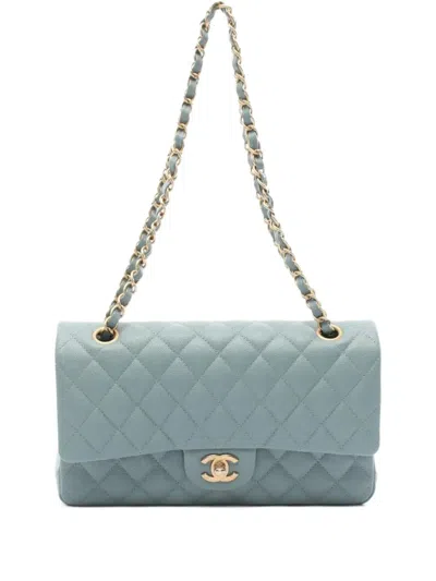 Pre-owned Chanel 2018 Double Flap Shoulder Bag In Blue
