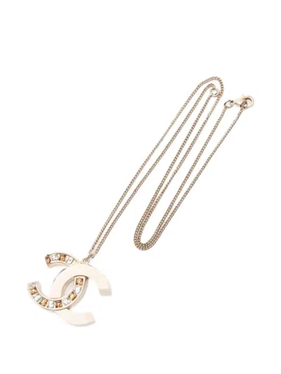 Pre-owned Chanel 2018 Embellished Necklace In Gold