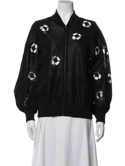 Pre-owned Chanel 2018 Floral Print Bomber Jacket In Blue
