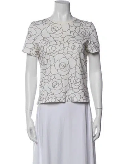 Pre-owned Chanel 2018 Floral Print T-shirt In White