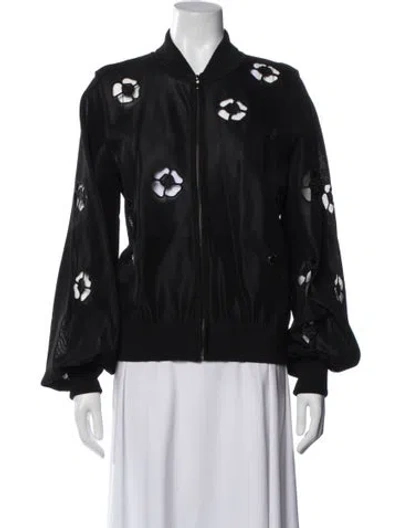 Pre-owned Chanel 2018 Graphic Print Bomber Jacket In Black