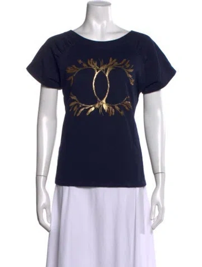 Pre-owned Chanel 2018 Graphic Print T-shirt In Blue