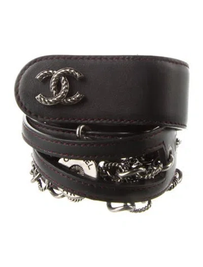 Pre-owned Chanel 2018 Interlocking Cc Logo Belt In Black