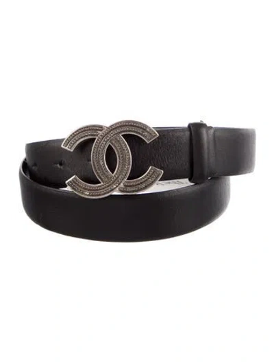 Pre-owned Chanel 2018 Interlocking Cc Logo Belt In Black