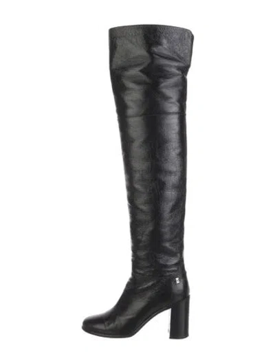 Pre-owned Chanel 2018 Interlocking Cc Logo Boots In Black