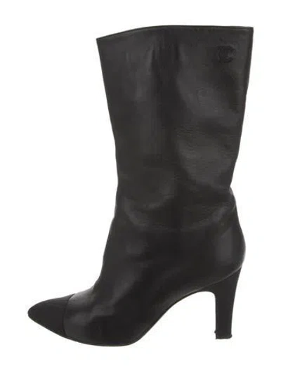 Pre-owned Chanel 2018 Interlocking Cc Logo Boots In Black