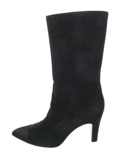 Pre-owned Chanel 2018 Interlocking Cc Logo Boots In Black