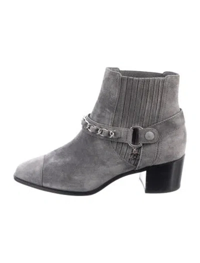 Pre-owned Chanel 2018 Interlocking Cc Logo Chelsea Boots In Grey
