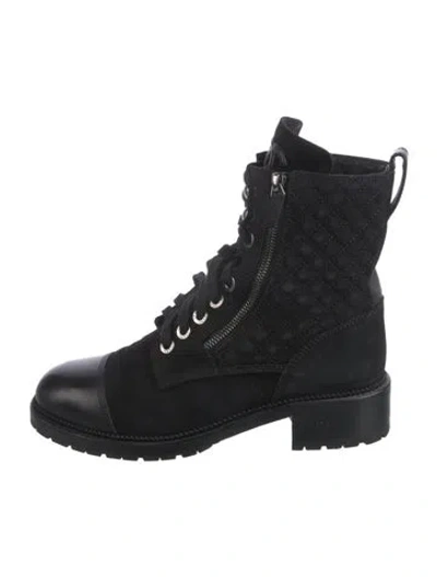 Pre-owned Chanel 2018 Interlocking Cc Logo Combat Boots In Black