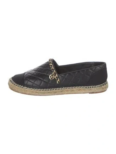 Pre-owned Chanel 2018 Interlocking Cc Logo Espadrilles In Black