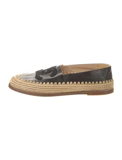 Pre-owned Chanel 2018 Interlocking Cc Logo Espadrilles In Black