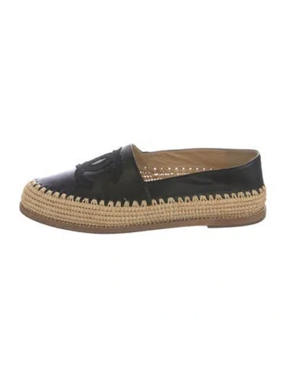 Pre-owned Chanel 2018 Interlocking Cc Logo Espadrilles In Black