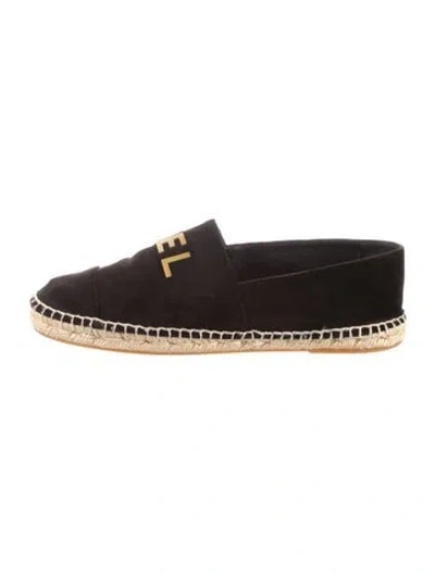 Pre-owned Chanel 2018 Interlocking Cc Logo Espadrilles In Black