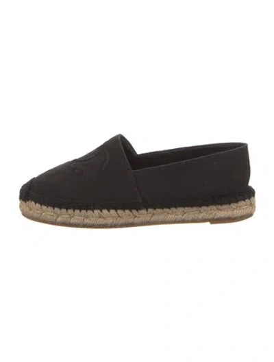 Pre-owned Chanel 2018 Interlocking Cc Logo Espadrilles In Black