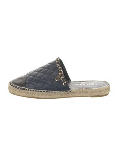 Pre-owned Chanel 2018 Interlocking Cc Logo Espadrilles In Blue