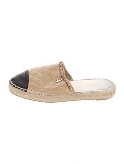 Pre-owned Chanel 2018 Interlocking Cc Logo Espadrilles In Brown