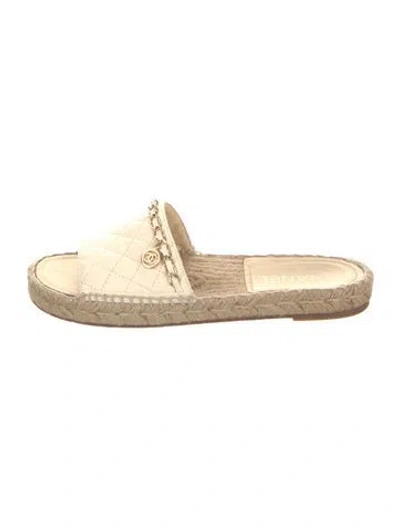 Pre-owned Chanel 2018 Interlocking Cc Logo Espadrilles In Neutral