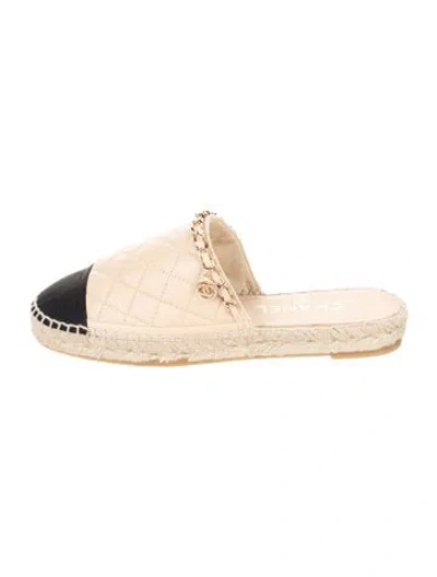 Pre-owned Chanel 2018 Interlocking Cc Logo Espadrilles In Neutral