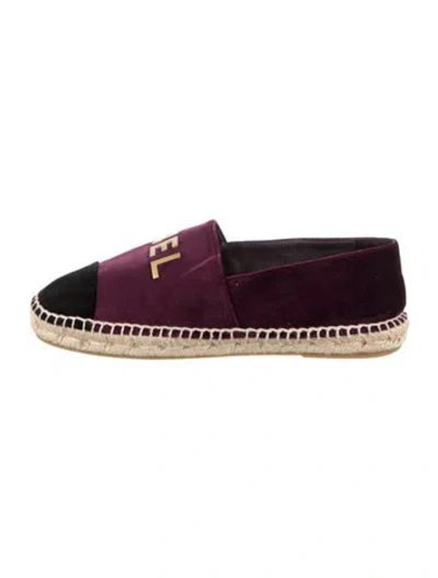 Pre-owned Chanel 2018 Interlocking Cc Logo Espadrilles In Purple