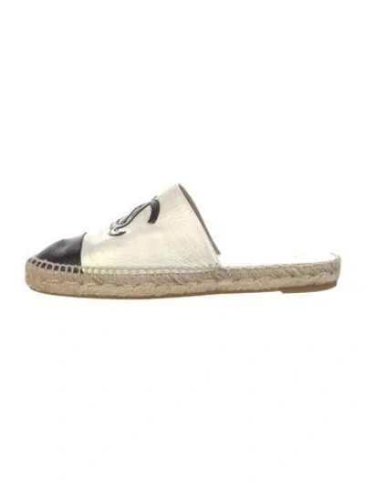Pre-owned Chanel 2018 Interlocking Cc Logo Espadrilles In White