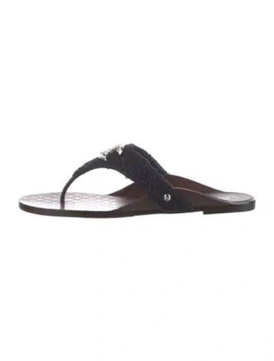 Pre-owned Chanel 2018 Interlocking Cc Logo Flip Flops In Blue