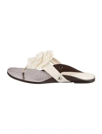 Pre-owned Chanel 2018 Interlocking Cc Logo Flip Flops In White
