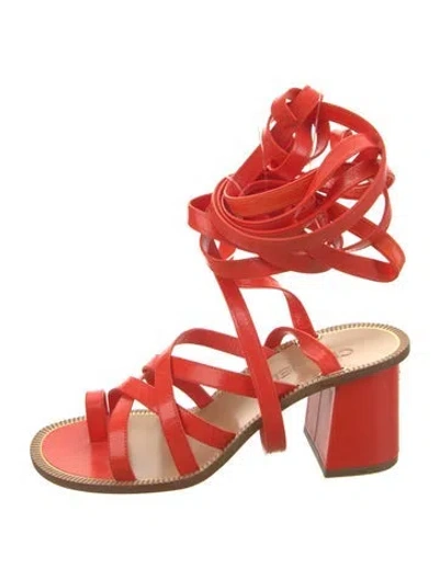 Pre-owned Chanel 2018 Interlocking Cc Logo Gladiator Sandals In Orange