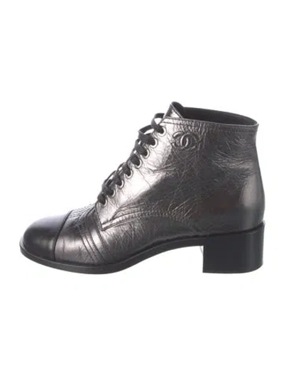 Pre-owned Chanel 2018 Interlocking Cc Logo Lace-up Boots