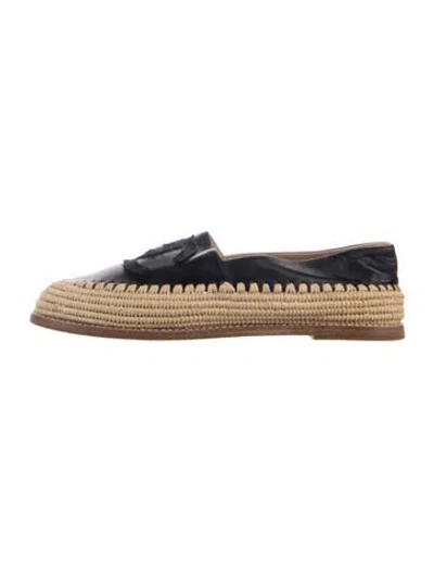 Pre-owned Chanel 2018 Interlocking Cc Logo Loafers In Black