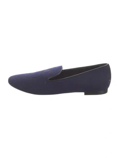 Pre-owned Chanel 2018 Interlocking Cc Logo Loafers In Blue