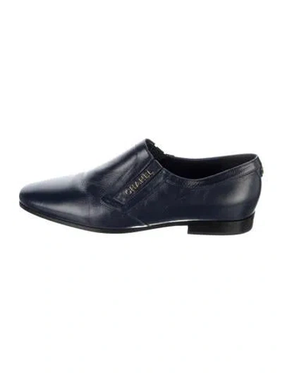 Pre-owned Chanel 2018 Interlocking Cc Logo Loafers In Blue