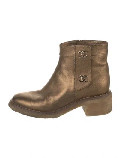Pre-owned Chanel 2018 Interlocking Cc Logo Moto Boots