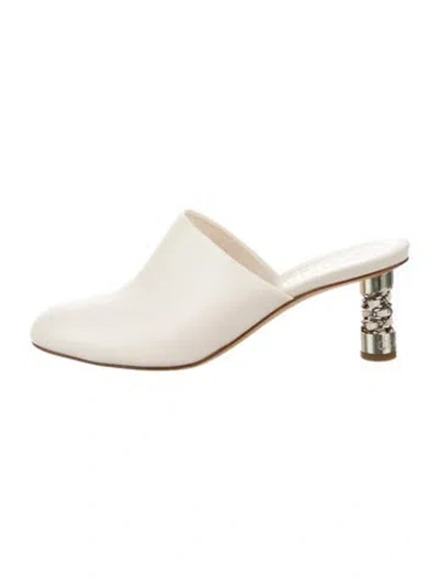 Pre-owned Chanel 2018 Interlocking Cc Logo Mules In Neutral