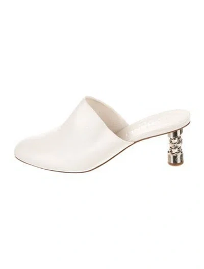 Pre-owned Chanel 2018 Interlocking Cc Logo Mules In Neutrals