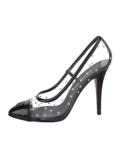 Pre-owned Chanel 2018 Interlocking Cc Logo Slingback Pumps In Transparent