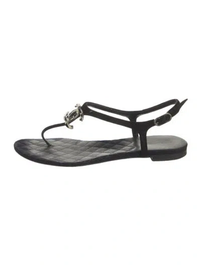 Pre-owned Chanel 2018 Interlocking Cc Logo T-strap Sandals In Multi