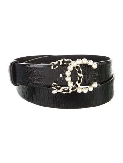 Pre-owned Chanel 2018 Interlocking Cc Logo Waist Belt In Black